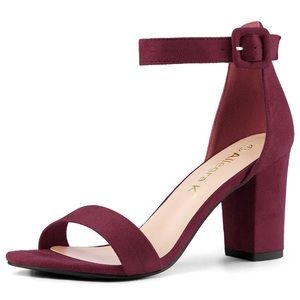 Burgundy chunky block heels